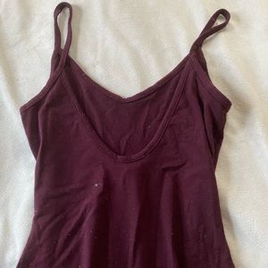 maroon v cut  low back bodysuit